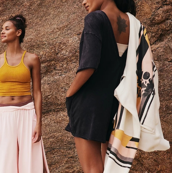 Free People Hot Shot Tee Romper  Black XS NWT - Picture 12 of 14